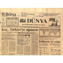 Gökçe Koleksiyon Dünya Gazetesi 7 Nisan 1992 - Koç, Türkiyeye Sığmıyor, Enflasyon Iyi Yolda  GZ97373