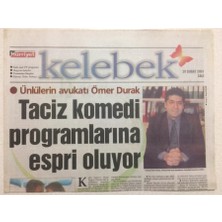 Gökçe Koleksiyon Hürriyet Gazetesi Kelebek 20 Şubat 2001 Ünlülerin Avukatı Ömer Durak  GZ24928