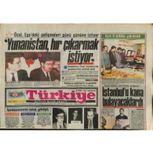 Gökçe Koleksiyon Türkiye Gazetesi 14 Mart 1987 - Thy Stuttgart Bürosuna Saldırı ! - Özal , Egedeki Gelişmeleri Günü Gününe Izliyor GZ118622