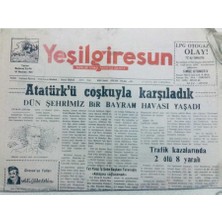 Gökçe Koleksiyon Yeşil Giresun Gazetesi 20 Ağustos 2000 - Atatürkü Coşkuyla Karşıladık   GZ40783