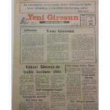 Gökçe Koleksiyon Yeni Giresun Gazetesi 7 Eylül 1994 - Yeni Giresun  GZ34872