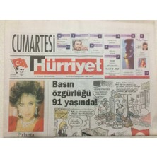 Gökçe Koleksiyon Hürriyet Gazetesi Cumartesi Eki 24 Temmuz 1999 - Basın Özgürlüğü 91 Yaşında    GZ52052