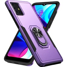 Seashell Digital Samsung Galaxy A51 4g SM-A515 Defender Serisi Yüzük Kickstand Telefon Kılıfı Pc+Tpu Iyi Korunmuş Hibrid Kapak-Mor/siyah (Yurt Dışından)