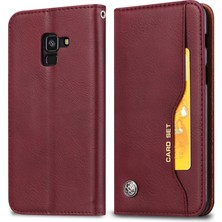 Seashell Digital Samsung Galaxy A8 (2018) Pu Deri Cüzdan Stand Koruyucu Case-Wine Red (Yurt Dışından)