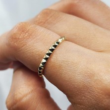 Fasek Gold Taşsız Altın Yüzük - 14 Ayar Altın Minimal Sıralı Piramit Tasarım Yüzük - Hediyelik, Minimal Yüzük
