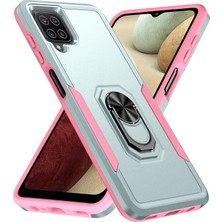 Seashell Digital Samsung Galaxy A12 Defender Serisi Pc+Tpu Hibrid Telefon Kapağı Döner Yüzük Kickstand Cep Telefonu Vaka Yeşil/pembe (Yurt Dışından)