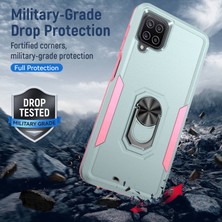 Seashell Digital Samsung Galaxy A12 Defender Serisi Pc+Tpu Hibrid Telefon Kapağı Döner Yüzük Kickstand Cep Telefonu Vaka Yeşil/pembe (Yurt Dışından)