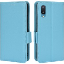 Seashell Digital Litchi Doku Pu Deri Folyo Flip Cüzdan Kılıfı Tam Vücut Koruyucu Stand Samsung Galaxy A02-BABY Mavi Için (Yurt Dışından)