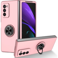 Seashell Digital Samsung Galaxy Z Fold2 Için 5g Anti-Çizgiye Dönüş Pc Dönen Metal Yüzük Kickstand Telefon Kılıfı Katlanır Şok Geçirmez Kapak Pembe (Yurt Dışından)