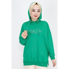 By Coolest Butik 23299 2 Ip Yazı Baskılı Kapüşonlu Sweatshirt