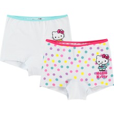 Hello Kitty Kız Çocuk 2'li Boxer Set 2-10 Yaş Beyaz