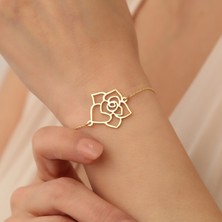 Nox Jewelry 925 Ayar Gümüş Gül Desenli Bileklik - CN00149