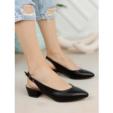 Bay Armedon Kısa Topuklu Arkası Açık Abiye Ayakkabı Siyah Cilt 3 CM