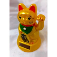 Feng Shui Bereket Şans Mutluluk Çağıran Şans Kedisi Solar Panelli Hareketli Pati Maneki Neko Feng Shui