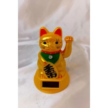 Feng Shui Bereket Şans Mutluluk Çağıran Şans Kedisi Solar Panelli Hareketli Pati Maneki Neko Feng Shui