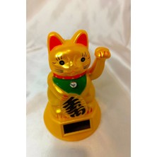 Feng Shui Bereket Şans Mutluluk Çağıran Şans Kedisi Solar Panelli Hareketli Pati Maneki Neko Feng Shui