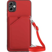 Cool-M Case Samsung Galaxy A05 4g Pu Deri+Tpu Kickstand Telefon Kapağı Kayışla (Yurt Dışından)