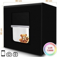 Yenilzd 80 x 80 cm Profesyonel Stüdyo LED Işıklı Ürün Fotoğraf Çekim Çadırı