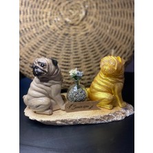 Merya Pug Köpek Biblo - Pug Köpek Mum ( Alt Tabanlık ve Lavanta Şişesi Dahil )