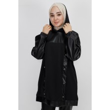 Puane 10365 Scuba Deri Garnili Ve Taşlı Sweatshirt
