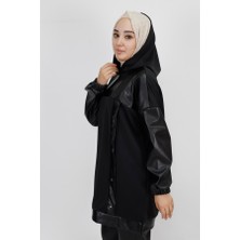 Puane 10365 Scuba Deri Garnili Ve Taşlı Sweatshirt
