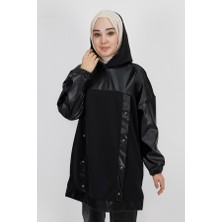 Puane 10365 Scuba Deri Garnili Ve Taşlı Sweatshirt