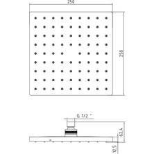 E.C.A Eca Tiera Kare Duş Başlığı 25X25 Mat Siyah Renkli 102145068C1