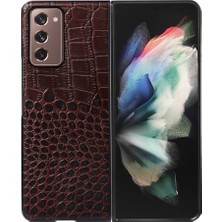 Seashell Digital Samsung Galaxy Z Fold2 5g Için 180 Derecelik Katlanır Timsah Dokusu Orijinal Deri Telefon Kasası Kaplamalı Pc+Tpu Telefon Kasası Aksesuar-Kahverengi (Yurt Dışından)