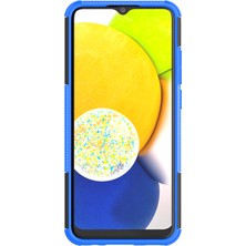 Seashell Digital Samsung Galaxy A03 (166.5 x 75.98 x 9.14MM) (Ab Versiyonu) Kickstand Yumuşak Tpu+Sert Pc Şok Geçirmez Moda Lastik Dokusu Koruyucu Kasa Mavisi (Yurt Dışından)