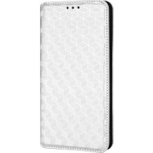 Seashell Digital Samsung Galaxy NOTE20 Için 4g/5g Telefon Koruyucu Kabuk Eşdendish Rhombus Baskılı Pu Deri Manyetik Otomatik Absorbed Stand Cüzdan Kapağı Case-Silver (Yurt Dışından)