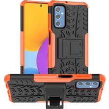 Seashell Digital Samsung Galaxy M52 5g Lastik Dokusu Yumuşak Tpu+Sabit Pc Kickstand-Orange ile Iyi Korunmuş Damla Geçirmez Telefon Kapağı Kılıfı (Yurt Dışından)