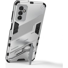 Seashell Digital Çift Katmanlı Yumuşak Esnek Tpu+Sert Pc Samsung Galaxy M52 5g-Beyaz Için Kickstand ile Kickstand ile Kaygılı Engebeli Koruyucu Telefon Kasası (Yurt Dışından)