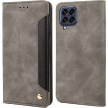 Seashell Digital Samsung Galaxy M53 Için 5g Pu Pu Deri Deri Deri Touch Duygu Kılıfı Stand Manyetik Emilim Tam Koruma Flip Folio Cüzdan Kapak-Grey (Yurt Dışından)