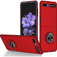 Seashell Digital Samsung Galaxy Z Flip 5g Sert Pc Katlanır Cep Telefonu Kılıf Döner Metal Yüzük Kickstand Anti-Fall Shell-Red (Yurt Dışından)