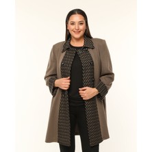 Laden Triko Çelik Örgü Büyük Beden Cardigan Kadın Kap Uzun Kalın Hırka