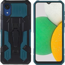 Seashell Digital Mechwarrior Samsung Galaxy A03 Çekirdek Şok Geçirmez Anti-Çizgiye Dahili Metal Sac Hibrit Sert Pc Yumuşak Tpu Kılıfı ile Arka Kickstand-Army Green (Yurt Dışından)