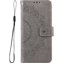 Seashell Digital Basılı Totem Mandala Çiçek Folio Flip Cüzdan Pu Deri Standı Samsung Galaxy A03 (166.5 x 75.98 x 9.14MM) Için Kayışlı Koruyucu Telefon Kasası -Grey (Yurt Dışından)