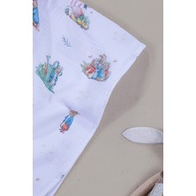 Florije Baby Tavşan Peter Rabbit Çok Amaçlı Bebek Müslin Örtüsü Pembe- Mavi 100X100 cm