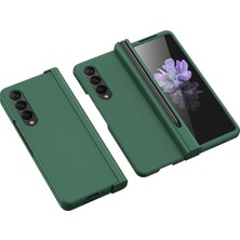 Seashell Digital Samsung Galaxy Z Fold4 Için 5g Pen Yuvası Yan Menteşe Katlanır Telefon Kılıfı Kalu Sert Pc Kapağı Temperli Cam Ekran Koruyucu-Midnight Green (Yurt Dışından)