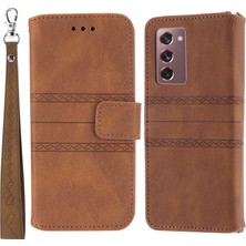 Seashell Digital Samsung Galaxy Z Fold2 5g Pratik Cüzdan Kart Yuvaları Telefon Flip Case Baskılı Desen Anti-Çizelge Şık Pu Deri+Tpu Telefon Kapağı Stand-Brown (Yurt Dışından)