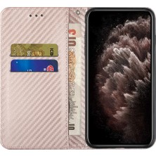 Seashell Digital Karbon Fiber Doku Güçlü Mıknatıs Otomatik Kapanış Deri Telefon Kılıfı Samsung Galaxy A13 5G/A04S 4g (164.7 x 76.7 x 9.1 Mm) -Rose Altın (Yurt Dışından)