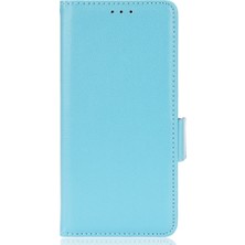 Seashell Digital Samsung Galaxy A03 Için (164.2 x 75.9 x 9.1mm) Litchi Doku Pu Deri Deri Flip Folio Cüzdan Kılıf Stand Stand Özellik Manyetik Kıta Dayanıklı Şok Geçirmez Kapak Baby Blue (Yurt Dışından)