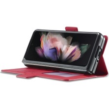 Seashell Digital Samsung Galaxy Z Fold3 Için 5g Serisi Skin-Touch Pu Deri Iyi Korumalı Kapak Anti-Drop Cep Telefonu Stand Cüzdan Case-Red (Yurt Dışından)