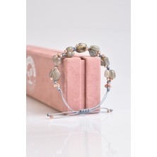 Safnaturel Labradorit Doğal Taş Üçlü Makrome Bileklik