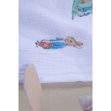 Florije Baby Tavşan Peter Rabbit Çok Amaçlı Bebek Müslin Örtüsü Pembe- Mavi 120X120CM