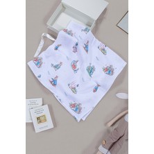 Florije Baby Tavşan Peter Rabbit Çok Amaçlı Bebek Müslin Örtüsü Pembe- Mavi 120X120CM