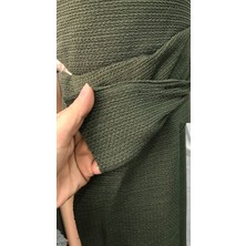 Türkanlar Home Örme Bürümcük Kumaş Likralı Çift En Haki Renk  ( Crop-Bluz-Pantolon-Elbise Vs)