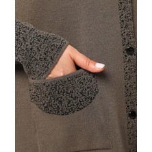 Laden Triko Büyük Beden Kadın Cardigan Simli Uzun Anne Yumuşak Hırka
