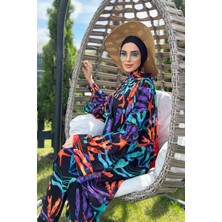 Remsa Mayo Remsa Tesettür Mayo Üzerine Tek Kaftan Kimono Pareo RP004A Mercan
