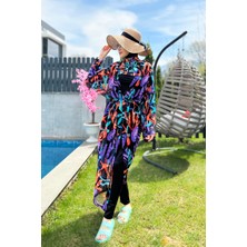 Remsa Mayo Remsa Tesettür Mayo Üzerine Tek Kaftan Kimono Pareo RP004A Mercan